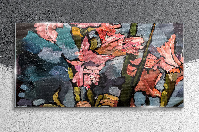 Floral landscape in shades of pink Glass Wall Art