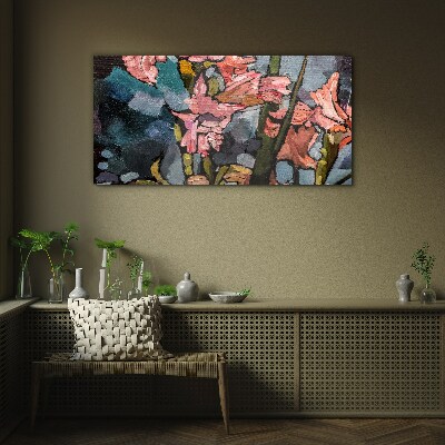 Floral landscape in shades of pink Glass Wall Art