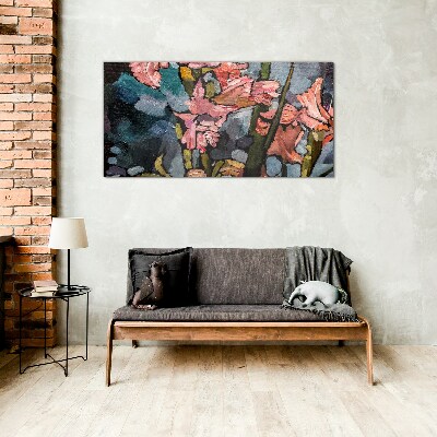 Floral landscape in shades of pink Glass Wall Art