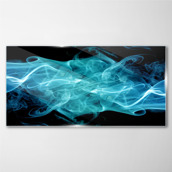 A wave of blue smoke Glass Wall Art