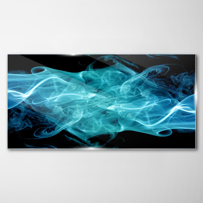 A wave of blue smoke Glass Wall Art