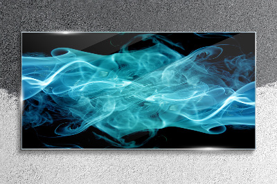 A wave of blue smoke Glass Wall Art