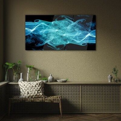 A wave of blue smoke Glass Wall Art