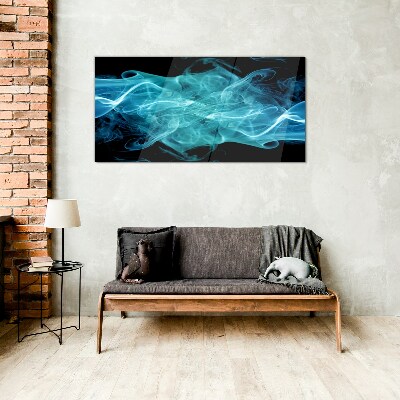A wave of blue smoke Glass Wall Art