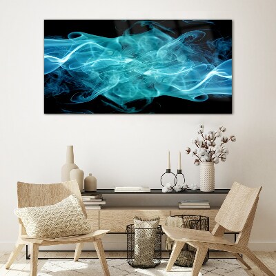 A wave of blue smoke Glass Wall Art