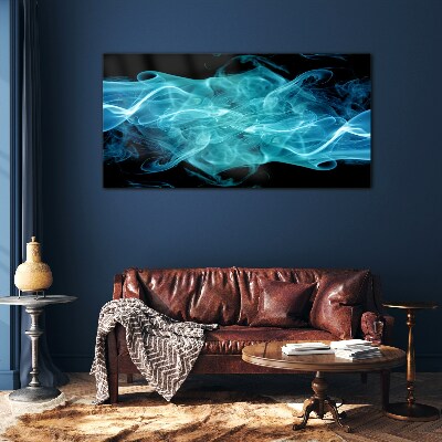 A wave of blue smoke Glass Wall Art