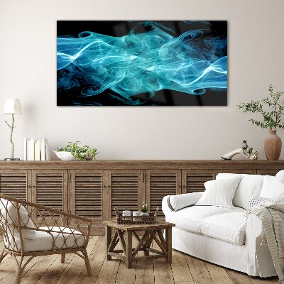 A wave of blue smoke Glass Wall Art