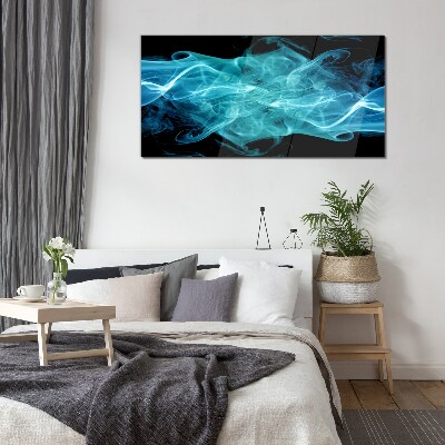 A wave of blue smoke Glass Wall Art