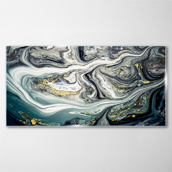 Golden veins in the sea depths Glass Wall Art