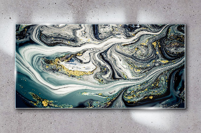 Golden veins in the sea depths Glass Wall Art