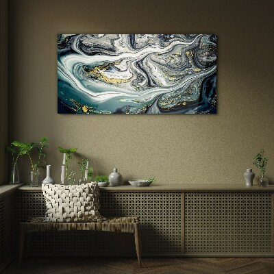 Golden veins in the sea depths Glass Wall Art