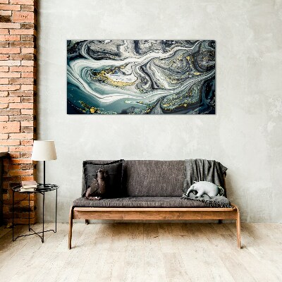 Golden veins in the sea depths Glass Wall Art