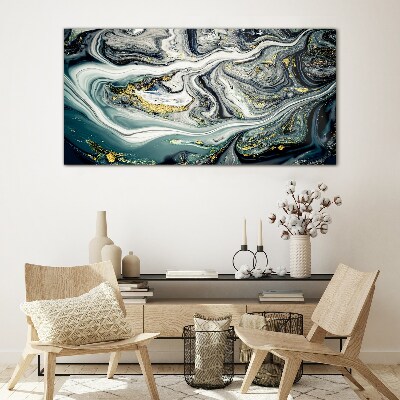 Golden veins in the sea depths Glass Wall Art