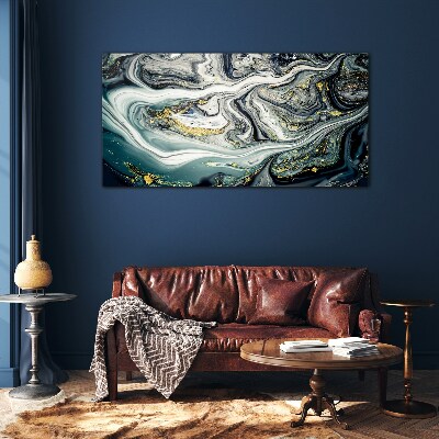 Golden veins in the sea depths Glass Wall Art