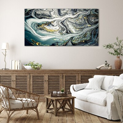 Golden veins in the sea depths Glass Wall Art