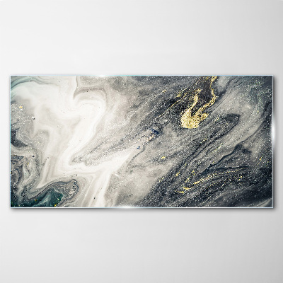 Golden streaks in the sea depths Glass Wall Art