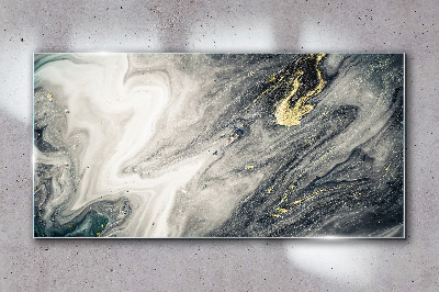 Golden streaks in the sea depths Glass Wall Art