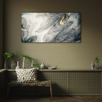 Golden streaks in the sea depths Glass Wall Art