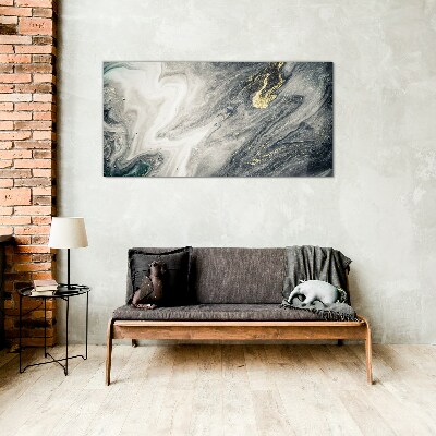 Golden streaks in the sea depths Glass Wall Art