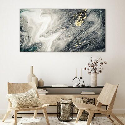 Golden streaks in the sea depths Glass Wall Art