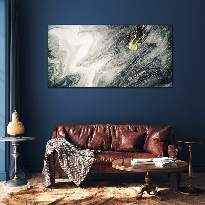 Golden streaks in the sea depths Glass Wall Art