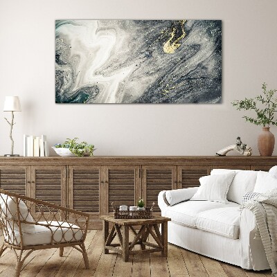 Golden streaks in the sea depths Glass Wall Art