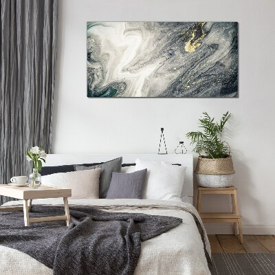 Golden streaks in the sea depths Glass Wall Art