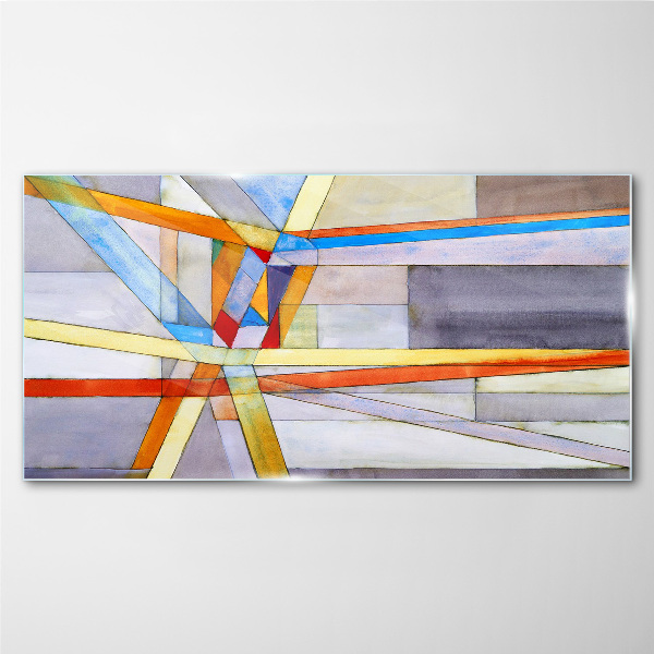 Geometry of colored lines Glass Wall Art