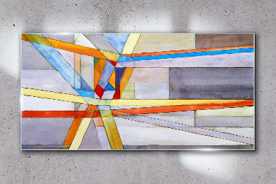 Geometry of colored lines Glass Wall Art
