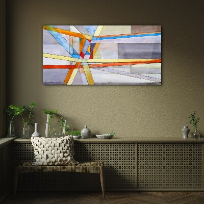 Geometry of colored lines Glass Wall Art