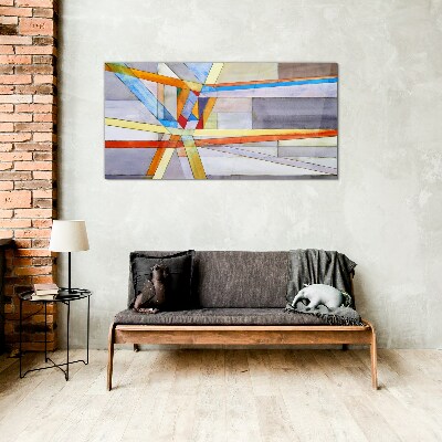 Geometry of colored lines Glass Wall Art