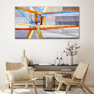 Geometry of colored lines Glass Wall Art