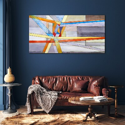 Geometry of colored lines Glass Wall Art