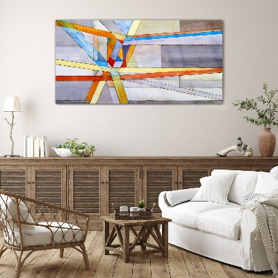 Geometry of colored lines Glass Wall Art