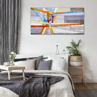 Geometry of colored lines Glass Wall Art