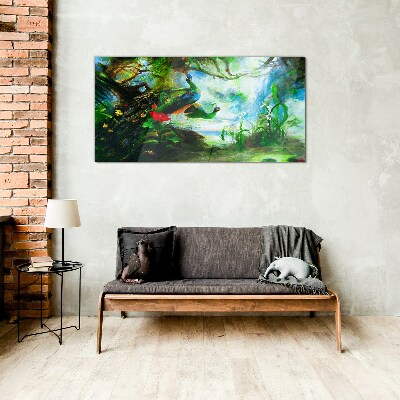 The Mysterious World of Peacock Birds Glass Wall Art