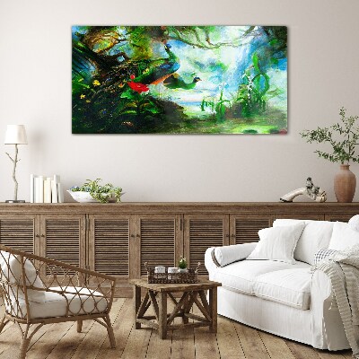 The Mysterious World of Peacock Birds Glass Wall Art