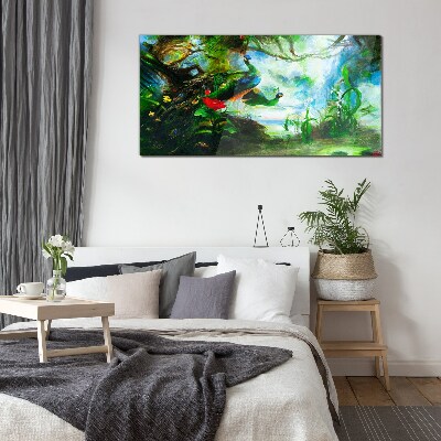 The Mysterious World of Peacock Birds Glass Wall Art