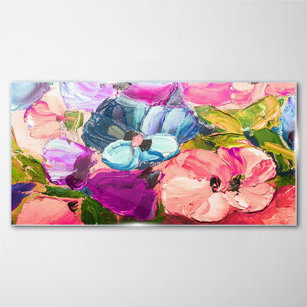 A floral riot of colors Glass Wall Art