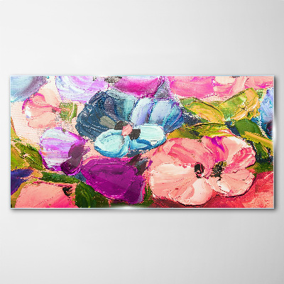 A floral riot of colors Glass Wall Art