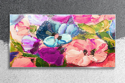 A floral riot of colors Glass Wall Art