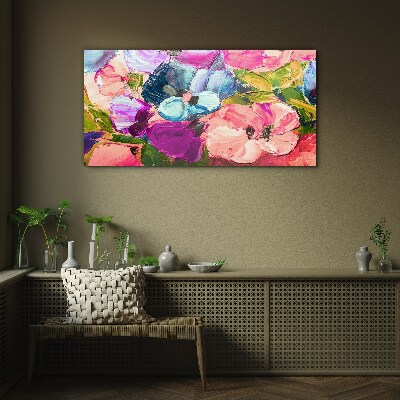 A floral riot of colors Glass Wall Art