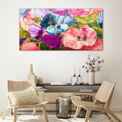 A floral riot of colors Glass Wall Art