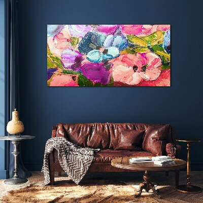 A floral riot of colors Glass Wall Art