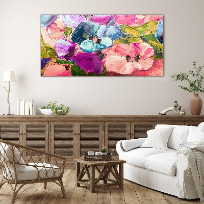 A floral riot of colors Glass Wall Art