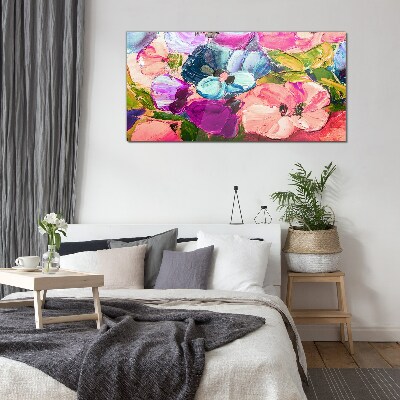 A floral riot of colors Glass Wall Art