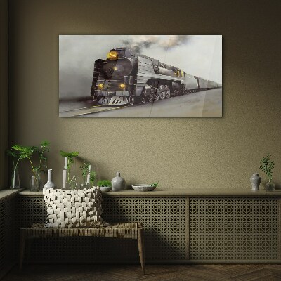 A steam locomotive on its way to the past Glass Wall Art