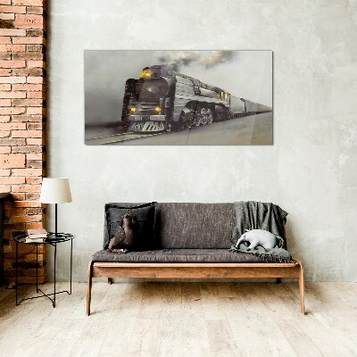 A steam locomotive on its way to the past Glass Wall Art