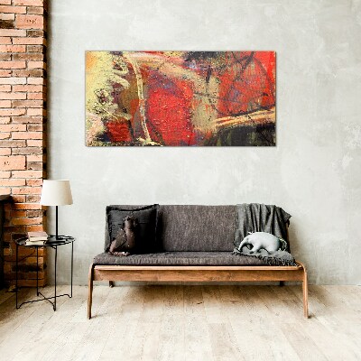 Abstract landscape with intense colors Glass Wall Art
