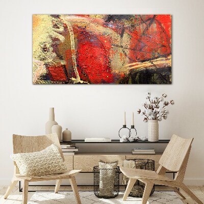 Abstract landscape with intense colors Glass Wall Art